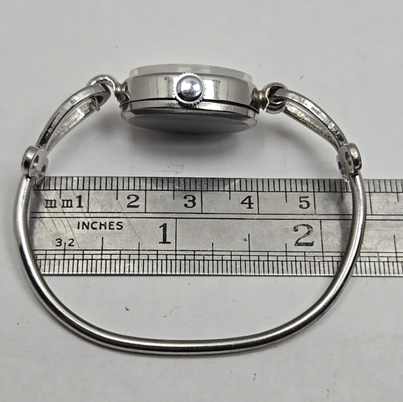 Womens Majestime Manual Wind Silver Cuff Watch Vintage Style Classic Runs main image 8